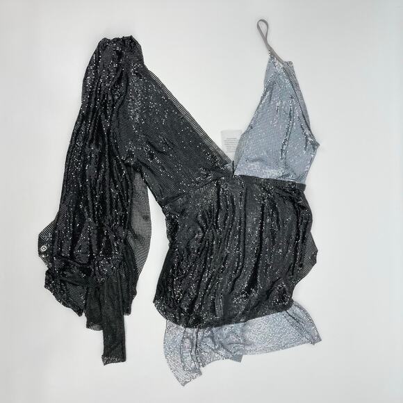 Michael Costello x REVOLVE | Evangeline Mini Dress in Black & Pewter M w/ Tags - Picture 5 of 13